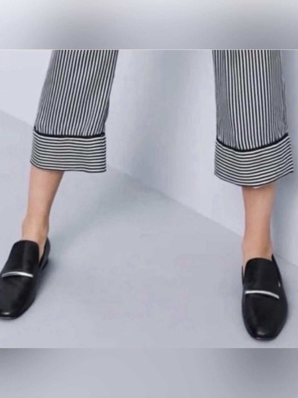 Via Spiga Tallis Black Leather Loafers Silver Hardware Made in Italy 8.5